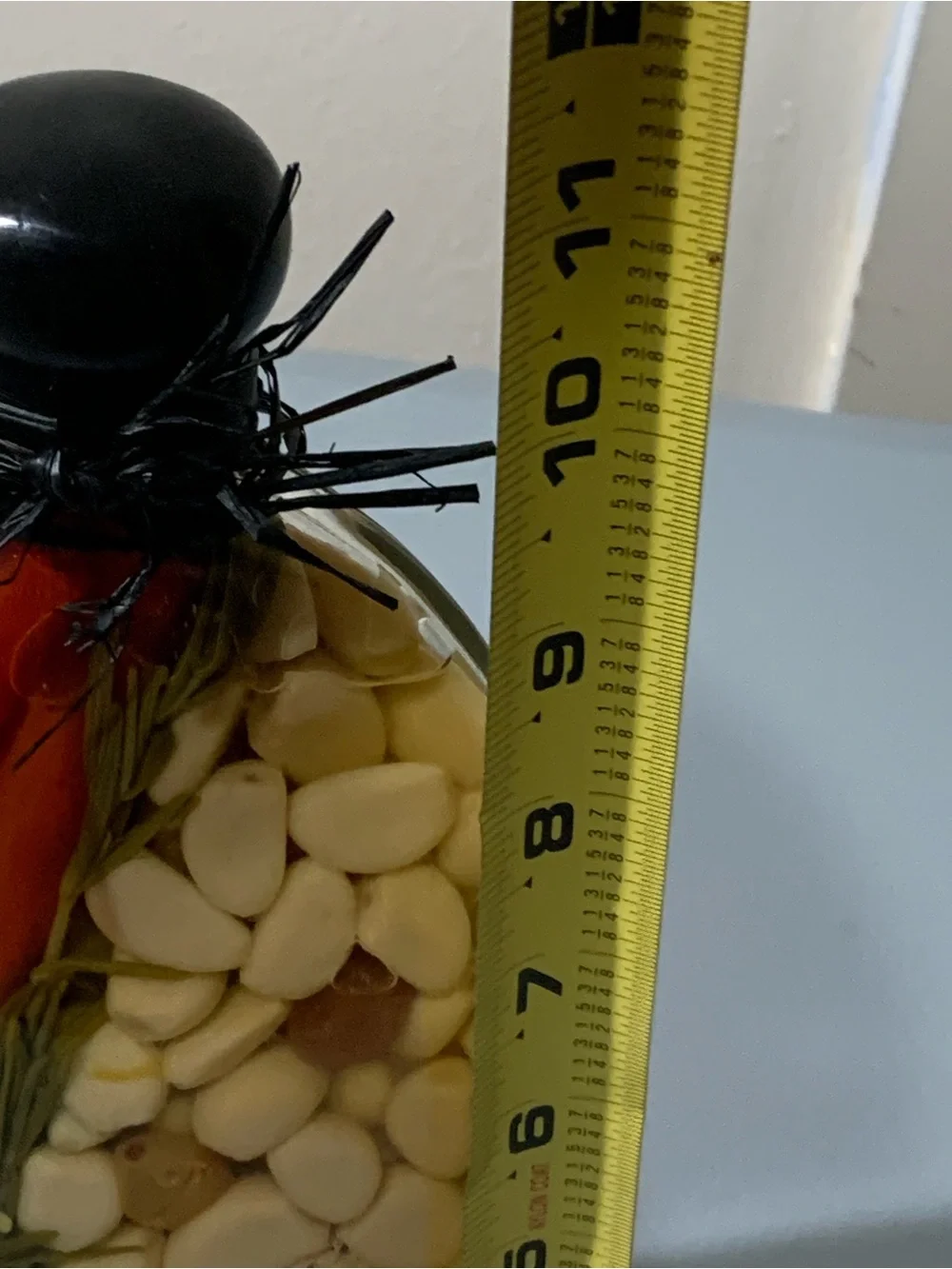 Glass Accent Bottle with Red, Green, Orange Peppers and White Beans